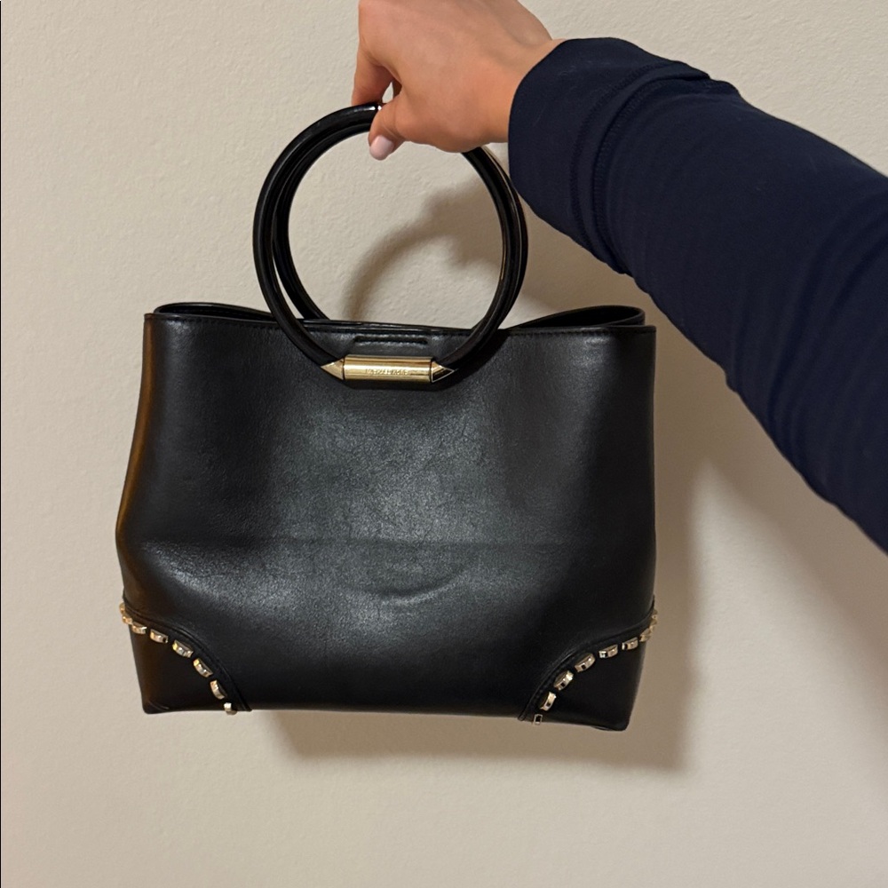 MICHAEL Michael Kors Black Tote with Gold Accents and Hard Handles
